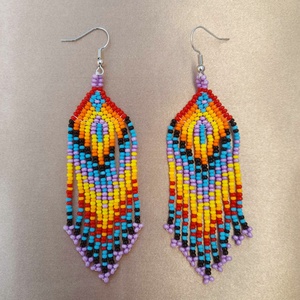 Hosszú lógós gyöngy fülbevaló, indián stílusú fülbevaló - ékszer - fülbevaló - csillár fülbevaló - Meska.hu