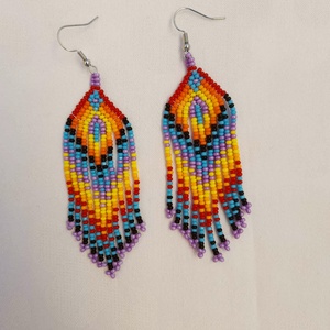 Hosszú lógós gyöngy fülbevaló, indián stílusú fülbevaló - ékszer - fülbevaló - csillár fülbevaló - Meska.hu