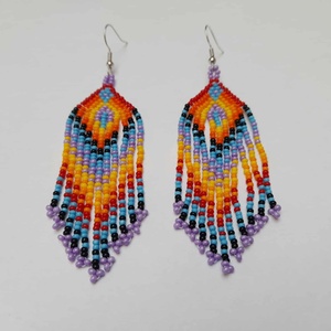 Hosszú lógós gyöngy fülbevaló, indián stílusú fülbevaló - Meska.hu