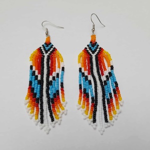 Hosszú lógós gyöngy fülbevaló, indián stílusú fülbevaló - ékszer - fülbevaló - csillár fülbevaló - Meska.hu