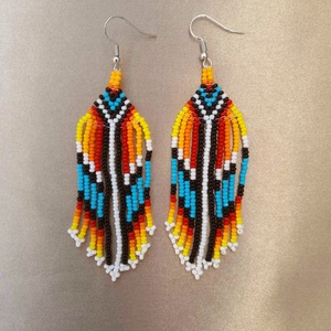 Hosszú lógós gyöngy fülbevaló, indián stílusú fülbevaló - Meska.hu