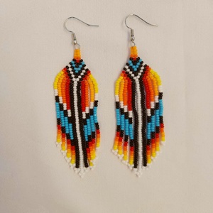 Hosszú lógós gyöngy fülbevaló, indián stílusú fülbevaló - ékszer - fülbevaló - csillár fülbevaló - Meska.hu