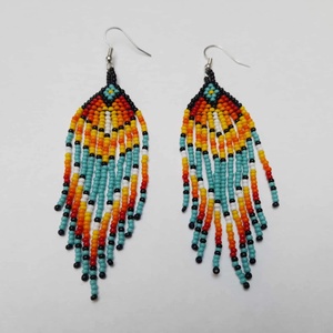 Hosszú lógós gyöngy fülbevaló, indián stílusú fülbevaló - ékszer - fülbevaló - csillár fülbevaló - Meska.hu