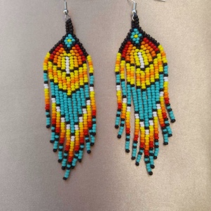 Hosszú lógós gyöngy fülbevaló, indián stílusú fülbevaló - Meska.hu