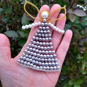 Karácsonyi nagy gyöngy angyalka karácsonyfadísz, egyedi ajándék - Meska.hu