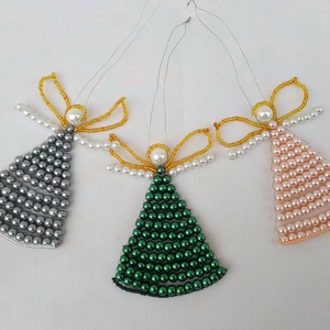 Karácsonyi nagy gyöngy angyalka karácsonyfadísz, egyedi ajándék - karácsony - karácsonyi lakásdekoráció - karácsonyfadíszek - Meska.hu