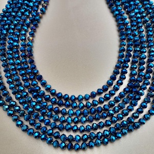  Hétsoros éjkék, színjátszó csiszolt gyöngy kaláris  - ékszer - nyaklánc - gyöngyös nyaklánc - Meska.hu