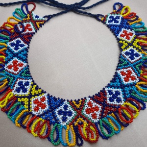 Színes ukrán gyöngygallér, sziljanka - ékszer - nyaklánc - gyöngyös nyaklánc - Meska.hu
