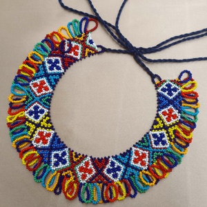 Színes ukrán gyöngygallér, sziljanka - ékszer - nyaklánc - gyöngyös nyaklánc - Meska.hu