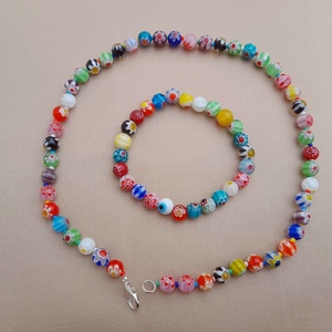 Millefiori gyöngy nyaklánc és karkötő - ékszer - nyaklánc - gyöngyös nyaklánc - Meska.hu