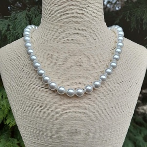 Fehér üveg teklagyöngy nyaklánc - ékszer - nyaklánc - gyöngyös nyaklánc - Meska.hu