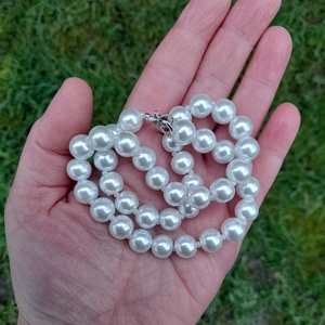 Fehér üveg teklagyöngy nyaklánc - ékszer - nyaklánc - gyöngyös nyaklánc - Meska.hu