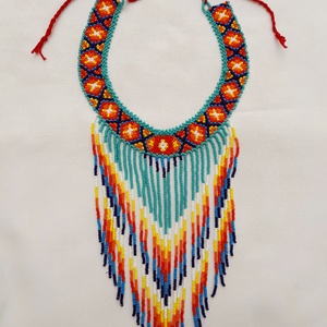 Indián nyaklánc-fülbevaló szett - ékszer - nyaklánc - gyöngyös nyaklánc - Meska.hu