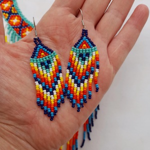 Indián nyaklánc-fülbevaló szett - ékszer - nyaklánc - gyöngyös nyaklánc - Meska.hu