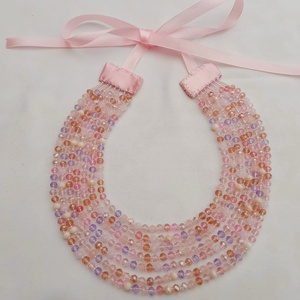 Hétsoros, rózsaszín mix csiszolt üveggyöngy kaláris, néptánckellék, néptáncos kiegészítő, népi ékszer - ékszer - nyaklánc - gyöngyös nyaklánc - Meska.hu