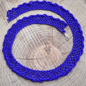 Csavart aljú gyöngynyaklánc tetszőleges színben, gyöngygallér, ajándék, Ékszer, Nyaklánc, Gyöngyös nyaklánc, Ékszerkészítés, Gyöngyfűzés, gyöngyhímzés, MESKA