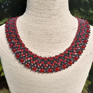 Hematit-bordó gyöngygallér - ékszer - nyaklánc - gyöngyös nyaklánc - Meska.hu