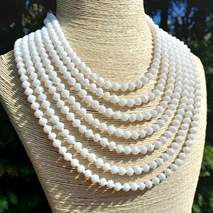  Fehér csiszolt gyöngy kaláris, népviselet - ékszer - nyaklánc - gyöngyös nyaklánc - Meska.hu