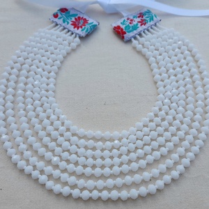  Fehér csiszolt gyöngy kaláris, népviselet - ékszer - nyaklánc - gyöngyös nyaklánc - Meska.hu