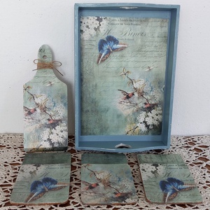 Tálca, falidísz, poháralátét szett - otthon & életmód - konyhafelszerelés, tálalás - tálalás - tálca - Meska.hu