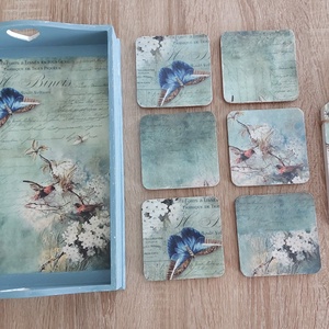 Tálca, falidísz, poháralátét szett - otthon & életmód - konyhafelszerelés, tálalás - tálalás - tálca - Meska.hu