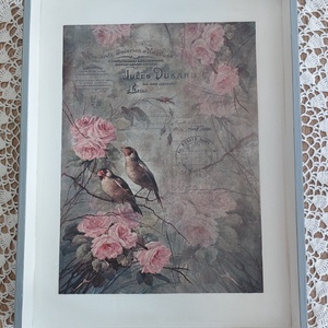 Rózsás-madaras tálca - otthon & életmód - konyhafelszerelés, tálalás - tálalás - tálca - Meska.hu