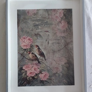 Rózsás-madaras tálca, Otthon & Életmód, Konyhafelszerelés, tálalás, Tálalás, Tálca, Decoupage, transzfer és szalvétatechnika, MESKA