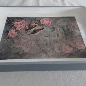 Rózsás-madaras tálca - otthon & életmód - konyhafelszerelés, tálalás - tálalás - tálca - Meska.hu