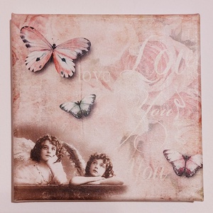 Angyalos falikép, Otthon & Életmód, Dekoráció, Kép & Falikép, Vászonkép, Decoupage, transzfer és szalvétatechnika, MESKA