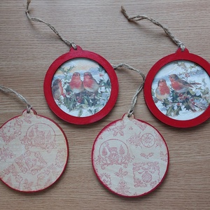 Madárkás karácsonyi dísz szett - karácsony - karácsonyi lakásdekoráció - karácsonyfadíszek - Meska.hu