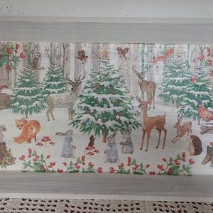 Tálca: Erdei állatok a téli erdőben - otthon & életmód - konyhafelszerelés, tálalás - tálalás - tálca - Meska.hu