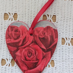 Rózsás szívek - otthon & életmód - dekoráció - fali és függő dekoráció - függődísz - Meska.hu