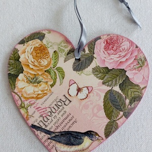 Romantikus szív, Otthon & Életmód, Dekoráció, Ajtó- és ablak dekoráció, Ajtódísz & Kopogtató, Decoupage, transzfer és szalvétatechnika, MESKA