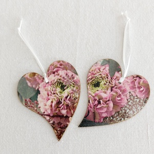 Virágos szívek párban - otthon & életmód - dekoráció - fali és függő dekoráció - függődísz - Meska.hu