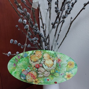Húsvéti függődísz, Otthon & Életmód, Dekoráció, Fali és függő dekoráció, Függődísz, Decoupage, transzfer és szalvétatechnika, MESKA