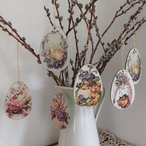 Húsvéti tojások, Ünnepi díszek, dekorációk, Húsvéti díszek és dekorációk, Húsvéti tojásfadíszek, Decoupage, transzfer és szalvétatechnika, MESKA