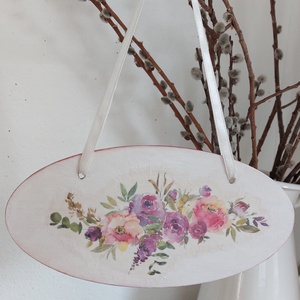 Virágos függődísz, Otthon & Életmód, Dekoráció, Fali és függő dekoráció, Függődísz, Decoupage, transzfer és szalvétatechnika, MESKA