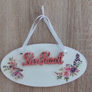 Isten Hozott függődísz, Otthon & Életmód, Dekoráció, Ajtó- és ablak dekoráció, Ajtódísz & Kopogtató, Decoupage, transzfer és szalvétatechnika, MESKA