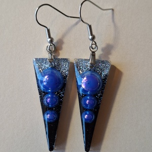 Kékeslila gömbös - fülbevaló, Ékszer, Fülbevaló, Lógó fülbevaló, Ékszerkészítés, MESKA