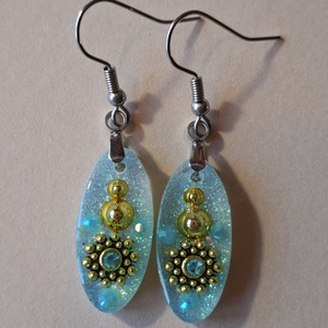 Kis kék, arany légies - fülbevaló, Ékszer, Fülbevaló, Lógó fülbevaló, Ékszerkészítés, MESKA