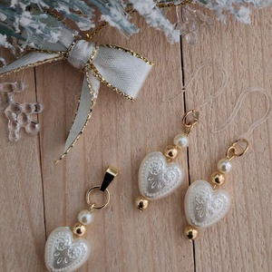 Mézeskalácsszív ékszerszett , Ékszer, Ékszerszett, Ékszerkészítés, Gyöngyfűzés, gyöngyhímzés, MESKA