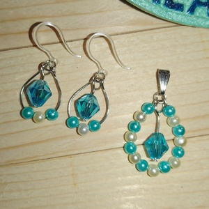 Türkizcsepp Ékszerszett, Ékszer, Ékszerszett, Gyöngyfűzés, gyöngyhímzés, Ékszerkészítés, MESKA