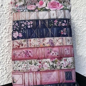 Rózsaszínű könyves-virágos mintás könyvtok vízálló anyagból - Meska.hu