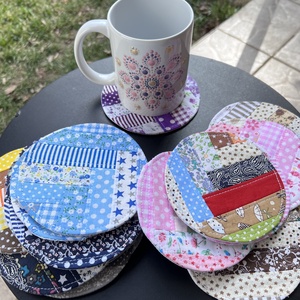 Kerek patchwork poháralátét - Meska.hu