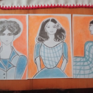 Kék és narancssárga kollekció  - művészet - grafika & illusztráció - ceruzarajz - Meska.hu