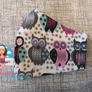 Textil maszk baglyos lilás - női - női - Meska.hu