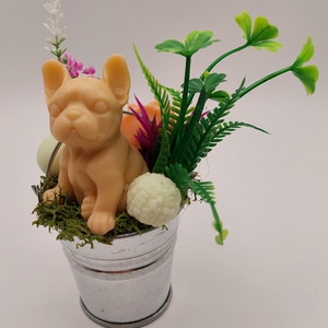 Mopsz szappanvirágokkal, Otthon & Életmód, Dekoráció, Virágdísz és tartó, Csokor & Virágdísz, Virágkötés, Szappankészítés, MESKA