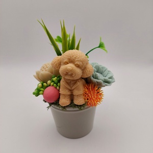 Kiskutyusos szappanvirágos kaspó, Otthon & Életmód, Dekoráció, Virágdísz és tartó, Csokor & Virágdísz, Virágkötés, Szappankészítés, MESKA