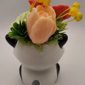 Borz formájú kaspó szappanvirágokkal - otthon & életmód - dekoráció - virágdísz és tartó - csokor & virágdísz - Meska.hu