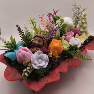 Téli-nyári oldalas szögletes kosár szappanvirágokkal - otthon & életmód - dekoráció - virágdísz és tartó - csokor & virágdísz - Meska.hu